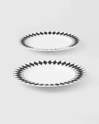 磁器製デザートプレート2枚セット – チェッカーボード