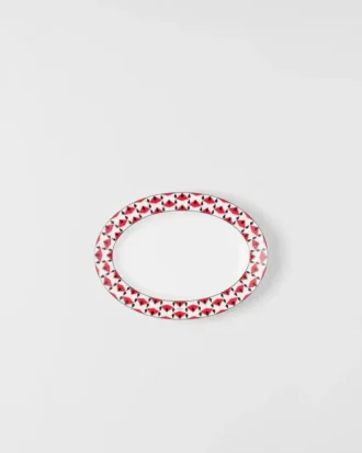 スモール ポーセリン サービングプレート – ヴィエナ レッド