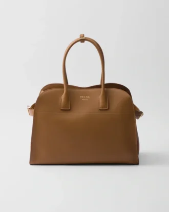 バックル付き大型レザートートバッグ