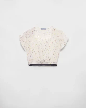 半袖 フローラルプリント ポンガ クロップトップ