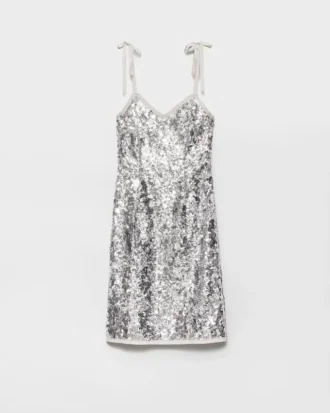 刺繍入りシェブロン柄ミニドレス