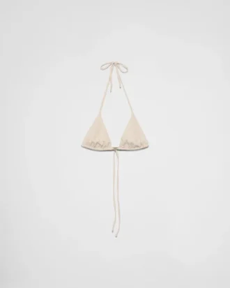 ラインストーン付きジャージー素材のトライアングルビキニトップ