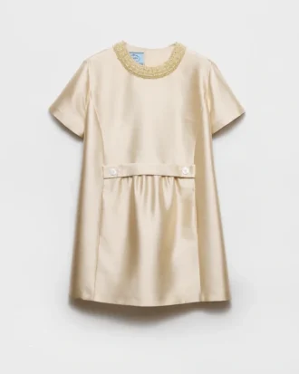 刺繍入りダブルシャンタン・ドレス