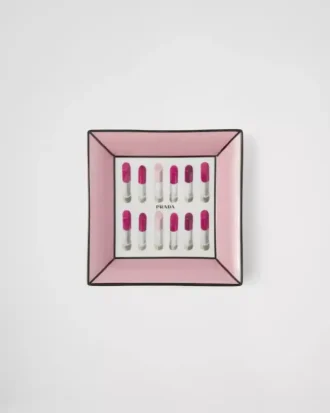 大型スクエア磁器製小物トレイ – リップスティック