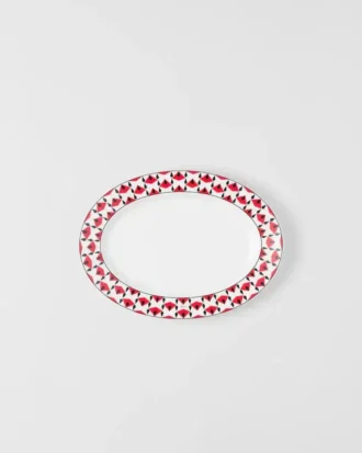 ミディアム ポーセリン サービングプレート – ヴィエナ レッド