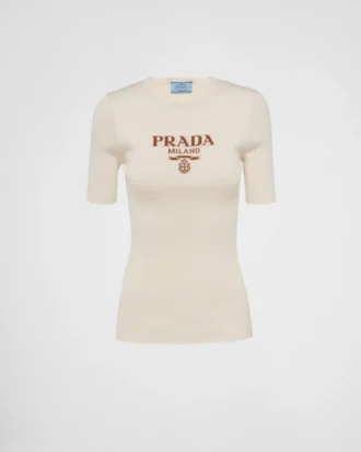 ロゴ入りシルククルーネックセーター