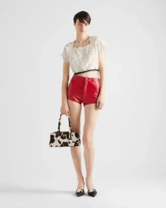 半袖 フローラルプリント ポンガ クロップトップ