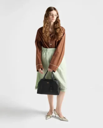 大型レザートップハンドルバッグ