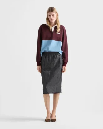 長袖コットンフリースポロシャツ