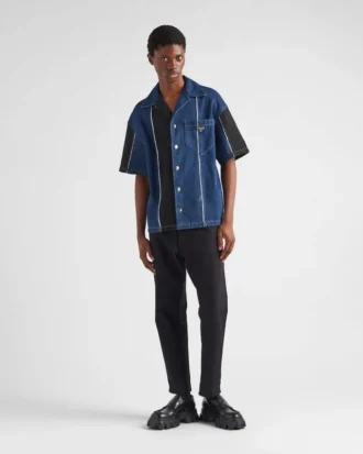 ダブルマッチ ストライプ デニムシャツ