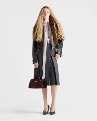 刺繍入りチェック柄ポプリンワンピース