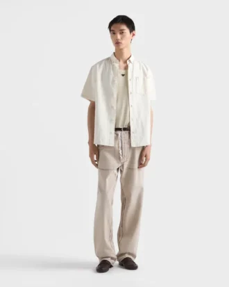 半袖シャンブレーシャツ