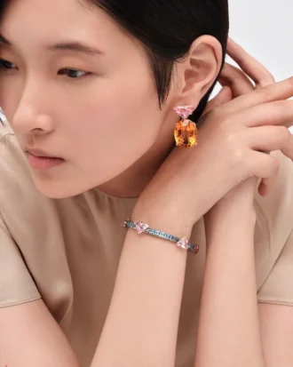 「クーレ・ヴィヴァンテ」ブレスレット – ホワイトゴールド、モルガナイト、アクアマリン