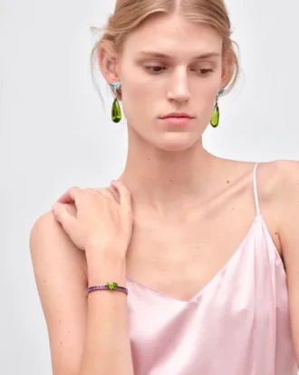 「クーレ・ヴィヴァンテ」ブレスレット – ホワイトゴールド、ペリドット、アメジスト