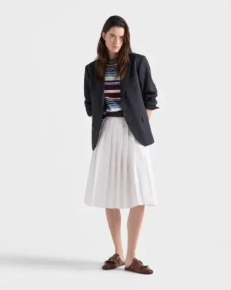 ストライプ柄コットンクルーネックセーター