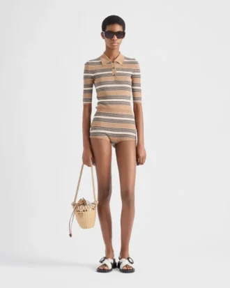 ストライプコットンポロシャツ