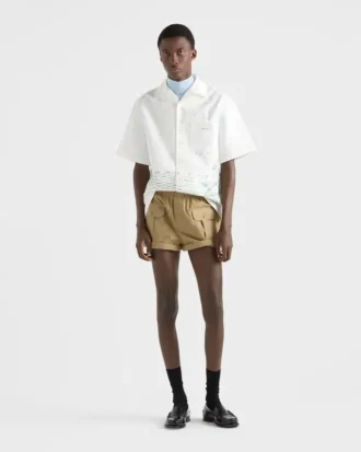 プリントコットン ボウリングシャツ