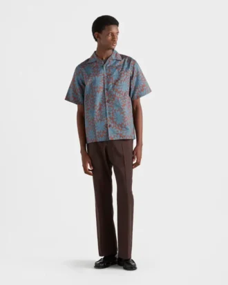 半袖コットンブレンドシャツ