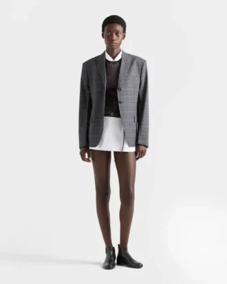 シングルブレスト プリンス・オブ・ウェールズチェック ウールジャケット