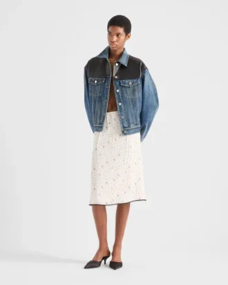 フローラルプリントのポンジェスカート