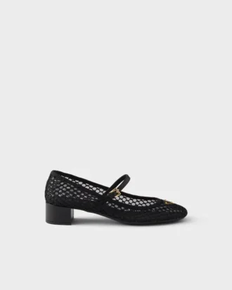 ローヒール メッシュ素材のバレリーナシューズ