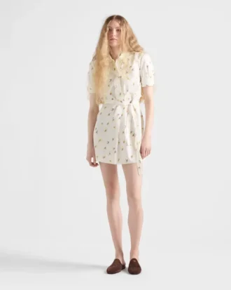 フローラルプリント ポプリン ミニドレス