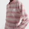 長袖ストライプピケポロシャツ