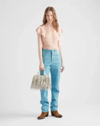 Prada Galleria スモール レザーバッグ（フリンジ付き）