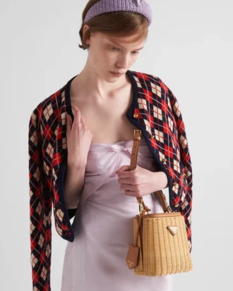Prada Panier ミニ ウィッカー＆レザーバッグ