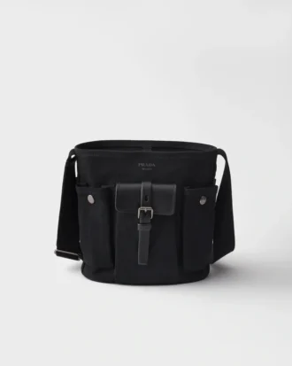Prada Route Mini Canvas and Leather Bucket Bag