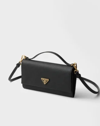 ショルダーストラップ付きSaffianoレザーウォレット