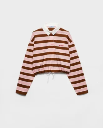 長袖 バヤデールプリント リールコットンTシャツ