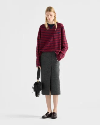 長袖ストライプジャージーTシャツ