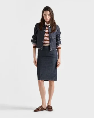 長袖 バヤデールプリント リールコットンTシャツ